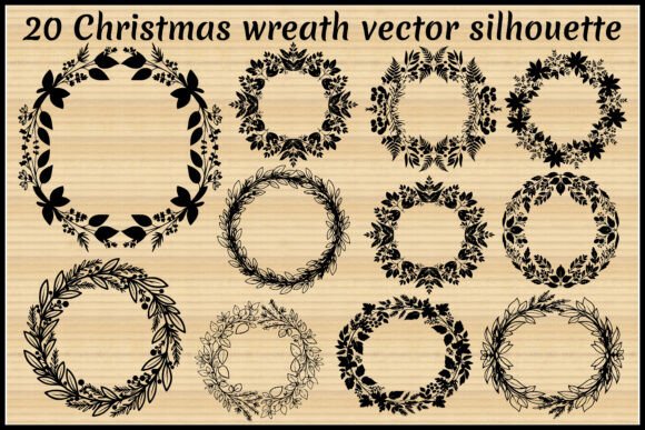 20 Christmas Wreath Silhouette Bundle: Graphics & Illustrations