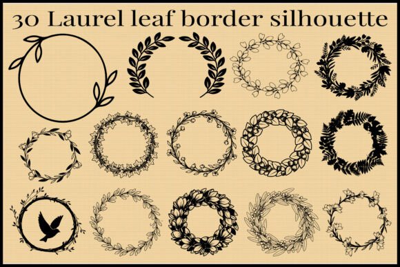 30 Laurel Leaf Wreath Border SVG Bundle