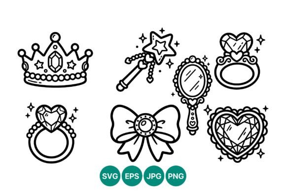 Crown Wand Ring Bow Mirror Heart Line