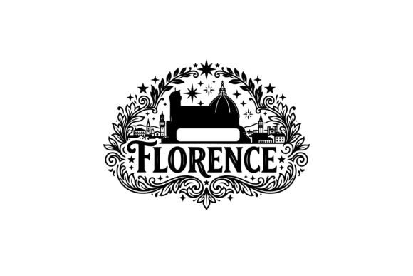 Florence Skyline Vector Black White Graphics & Illustrations