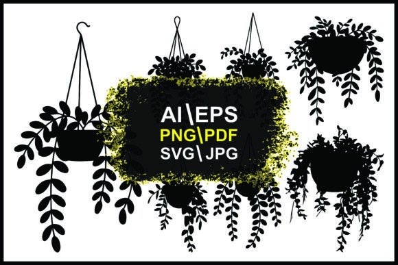 Hanging Plants Silhouettes: Graphics & Illustrations