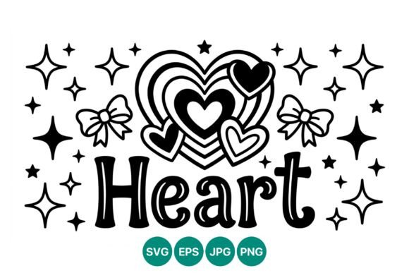 Heart Text Graphics: Layered Hearts & Stars Illustrations