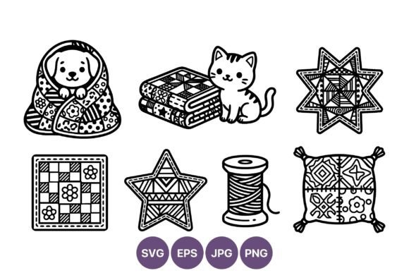 Patchwork Dog Cat Quilts Spool Star Graphics