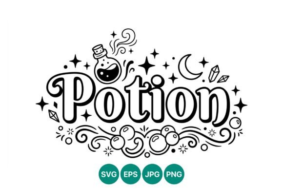 Potion Magic Bottle Black White Vector