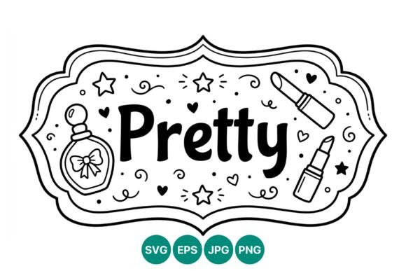 Pretty Text Vector Art with Makeup Icons: Graphics & Illustrations