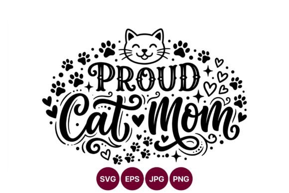 Proud Cat Mom Smiling Cat Face Vector