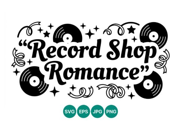 Record Shop Romance Retro Vinyl Graphics & Illustrations