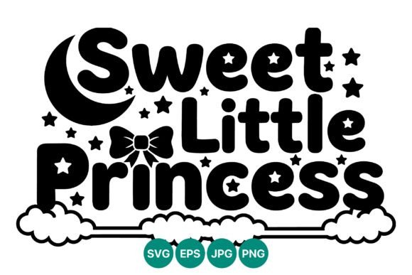 Sweet Little Princess Moon Bow Stars Graphics
