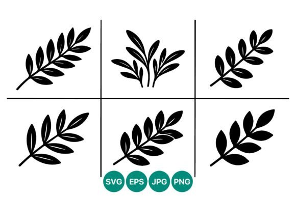 Vector Art Six Panel Laurel Sprig Graphics & Illustrations