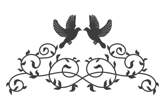 Wedding Doves Ornate Header. Invitation Graphics