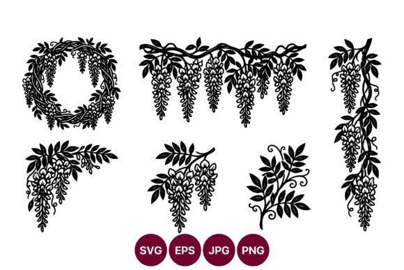 Wisteria Garlands Vector Set: Editorial Graphics & Illustrations